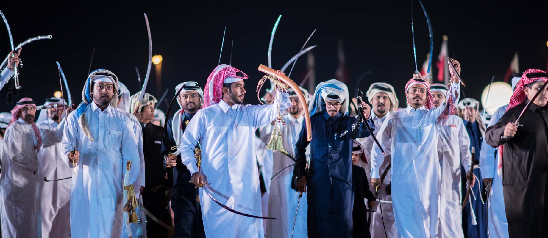 Islamic warriors with traditional swords in historical illustration