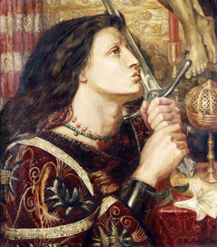 Joan of Arc kissing her medieval arming sword - hand-forged blades by Everest Forge