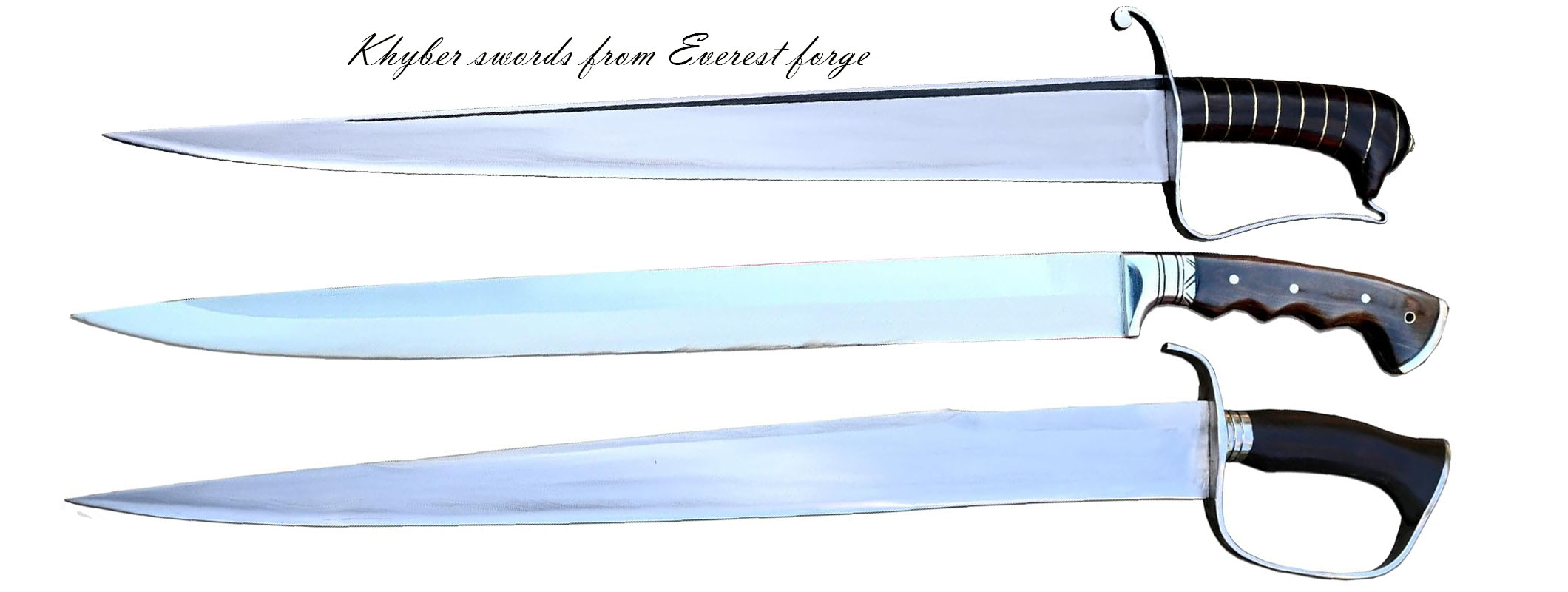 Different Khyber swords hand-forged by Everest Forge