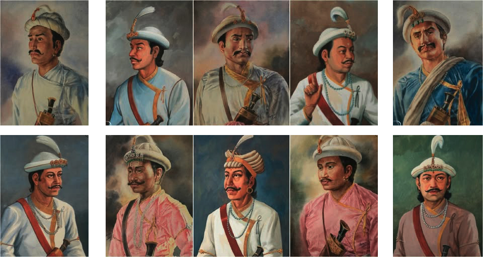 King of Nepal depicted with kukri in historical context