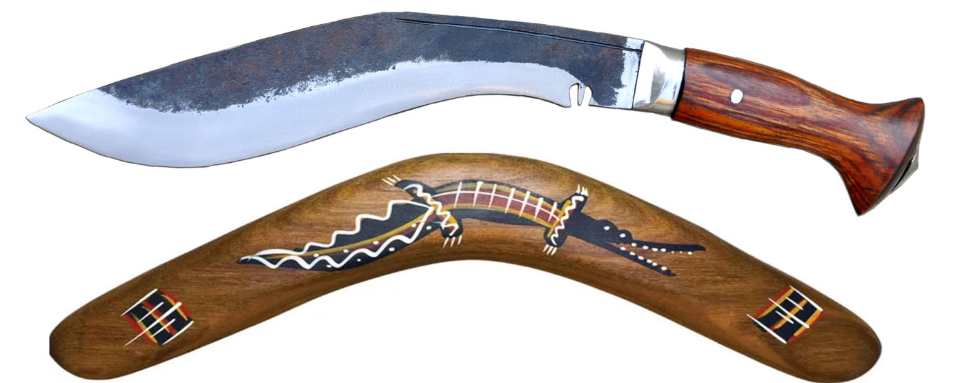 Kukri boomerang comparison (myth vs reality illustration)