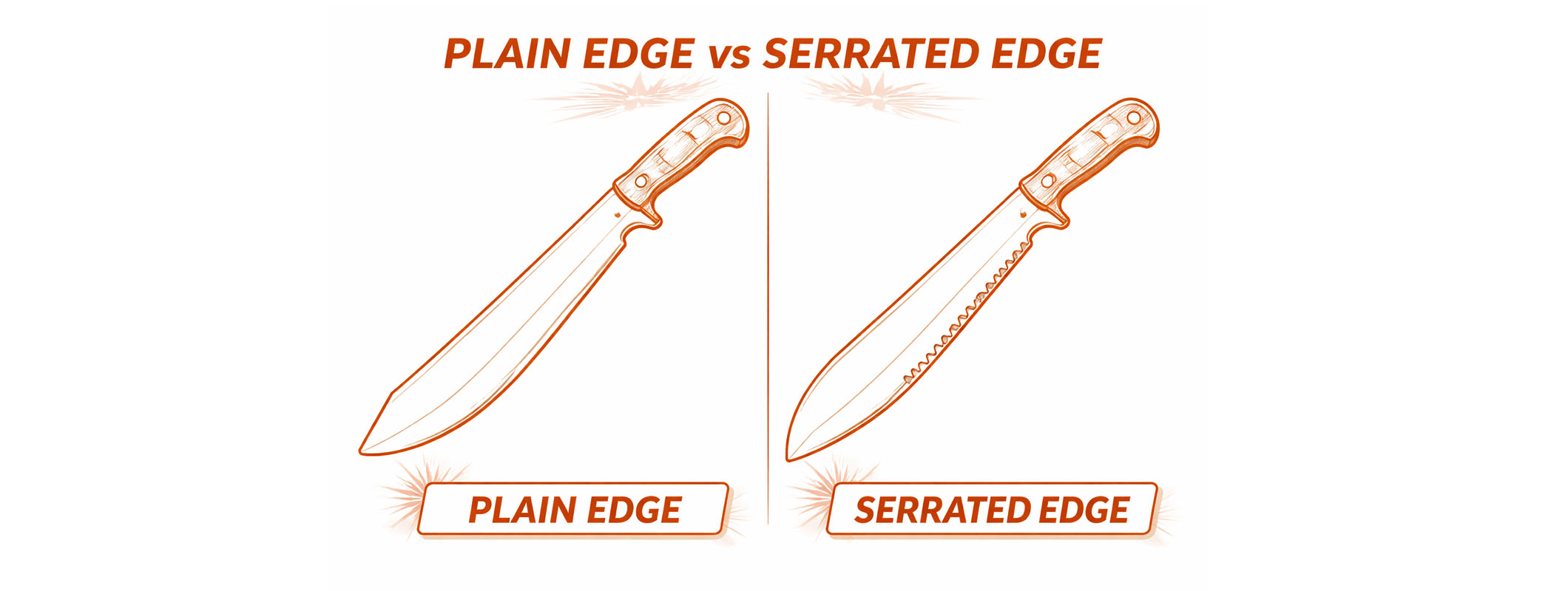Plain edge vs serrated edge machete comparison