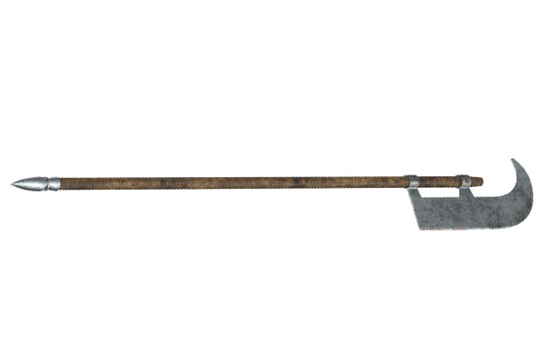 Voulge polearm — large cleaver-like chopping blade