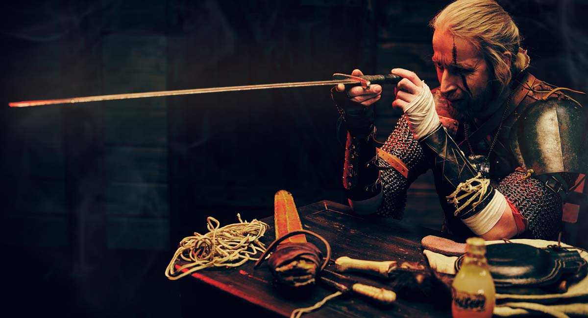Sword inspecting for Ren Fair at Everest Forge