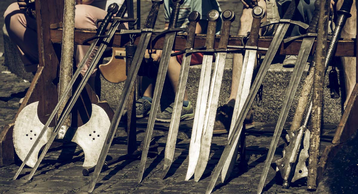 Swords for sale at Renaissance Faire by Everest Forge